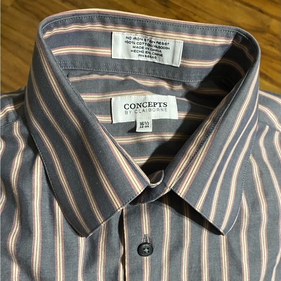 Concepts By Claiborne Men's Button Up Long Sleeve Shirt Size 16-1/2 (34-35) - Picture 12 of 16